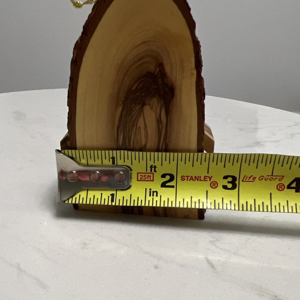 Handcrafted Olive Wood Grotto Nativity Holy‎ Family Live Edge Christmas Ornament